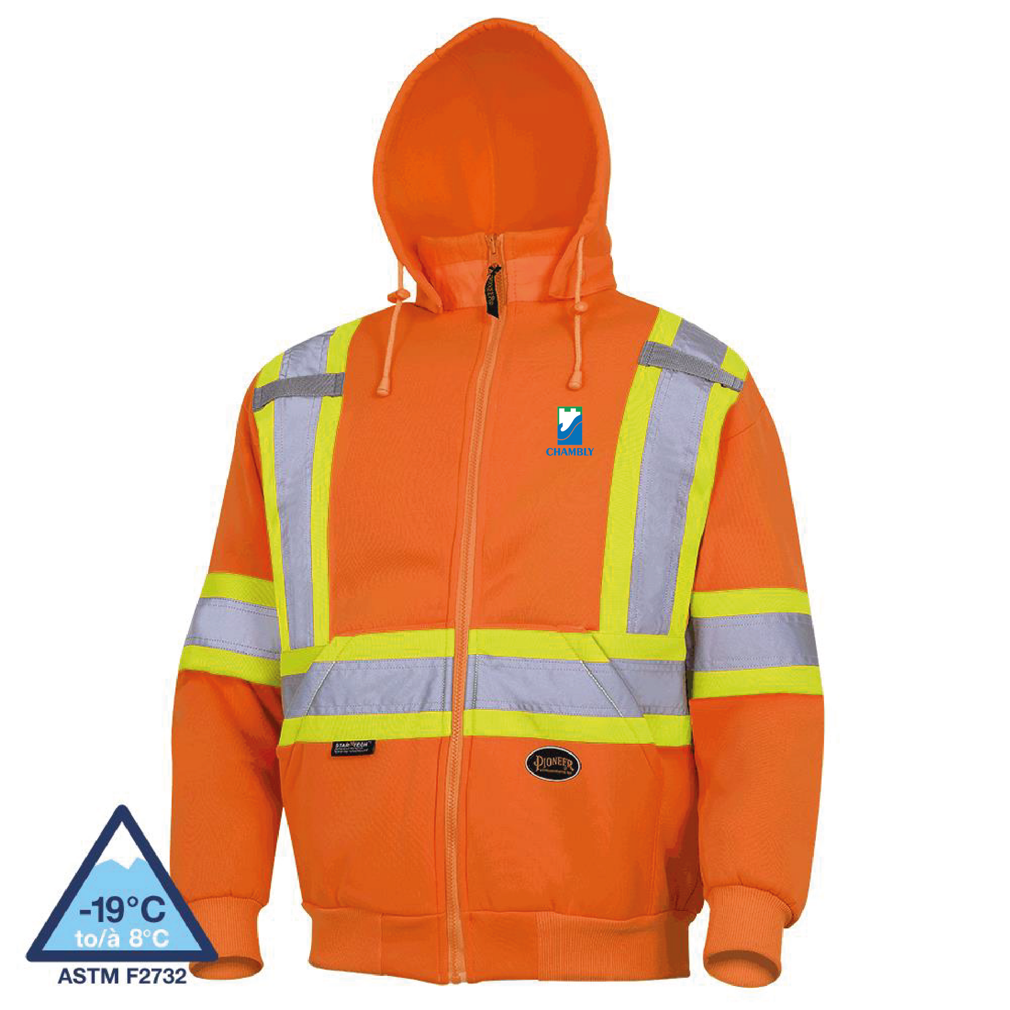 Chandail de sécurité haute visibilité à capuchon Moleton de poly de 360 GMC - Orange haute visibilité -6924 (Ville Chambly)